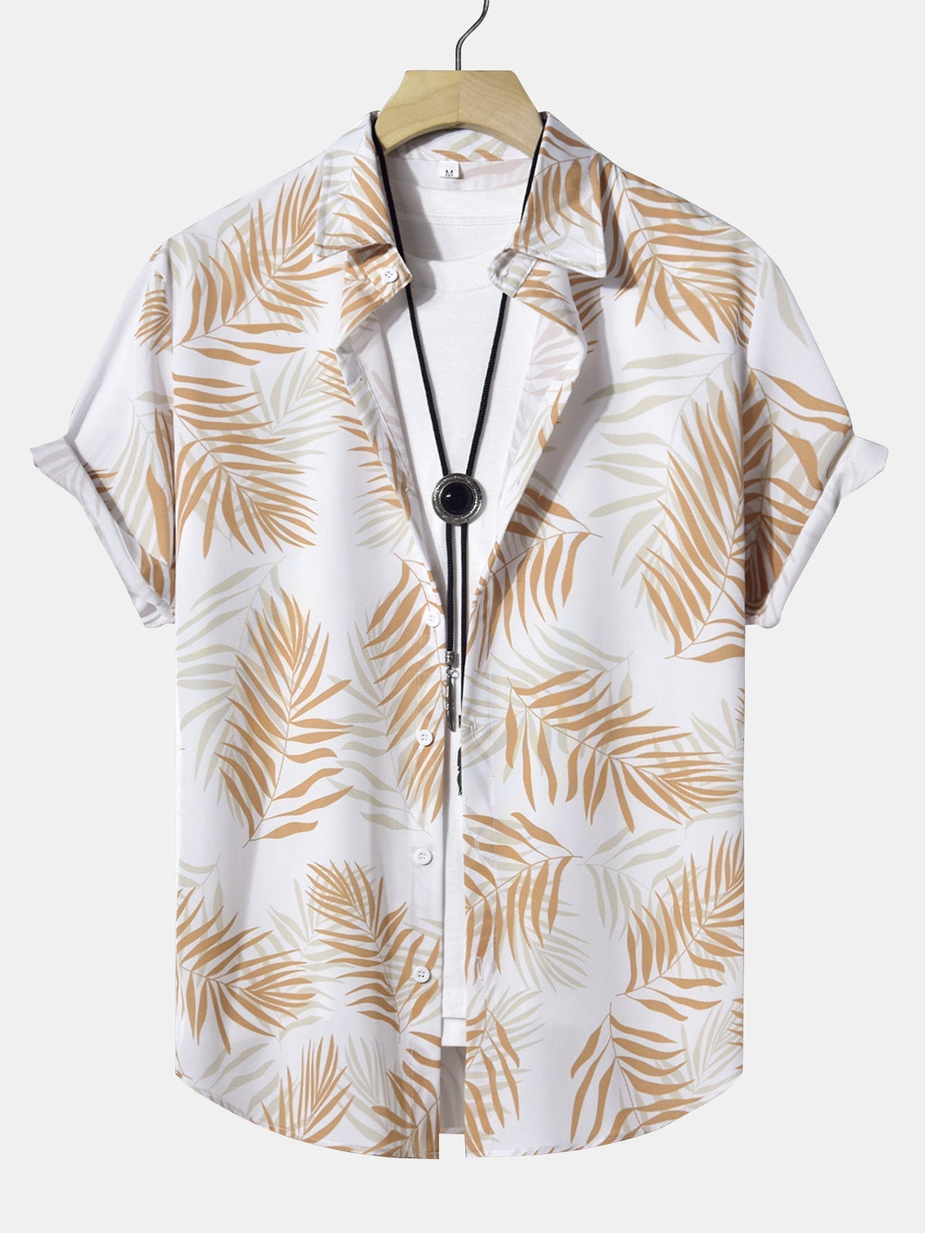 Button-Up Shirt with Leaf Print