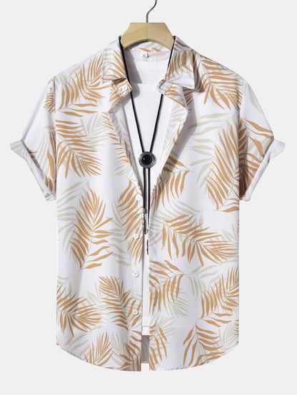 Button-Up Shirt with Leaf Print