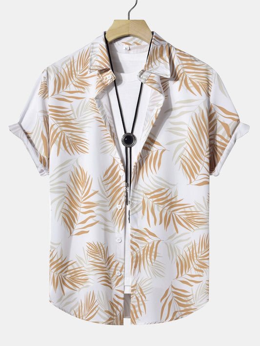 Button-Up Shirt with Leaf Print