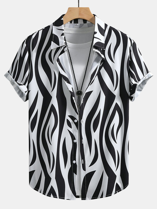 Button-Up Shirt with Abstract Print