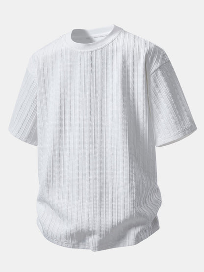 Comfortable Twisted Jacquard T-Shirt and Drawstring Shorts Set