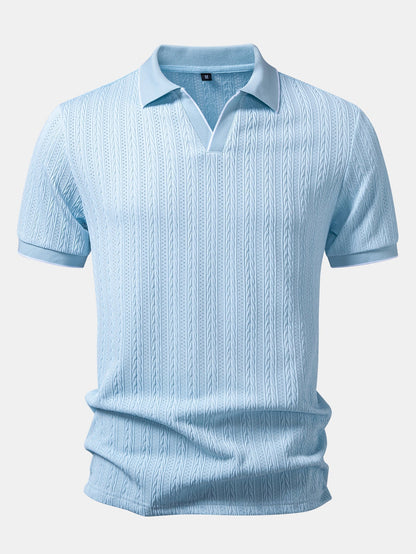 Geometric Jacquard Polo with Johnny Collar