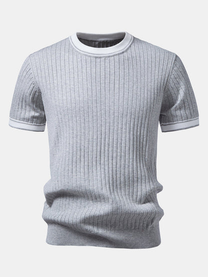 Color-Blocked Crew Neck Knit Tee