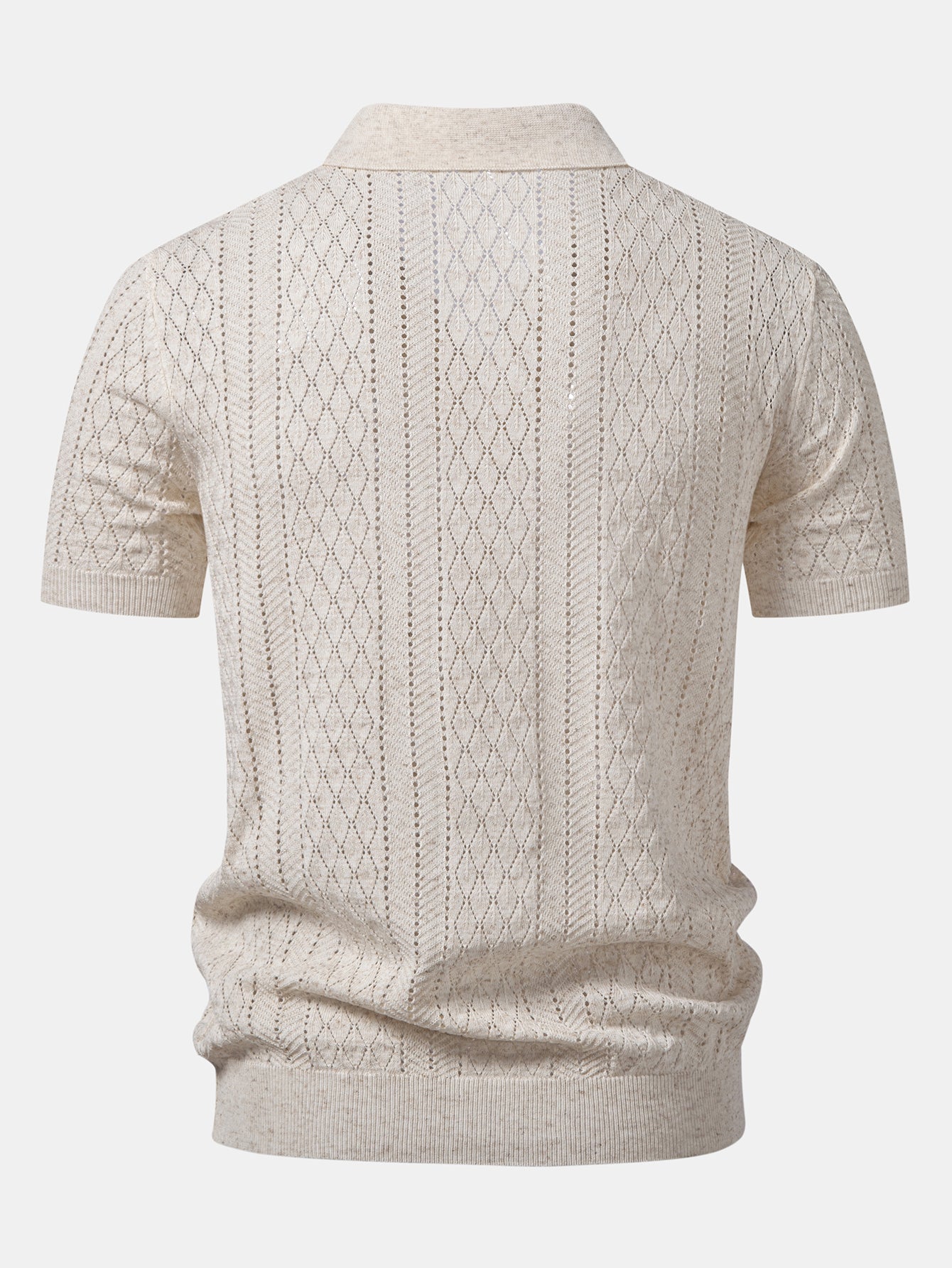 Open Knit Polo with Geometric Design