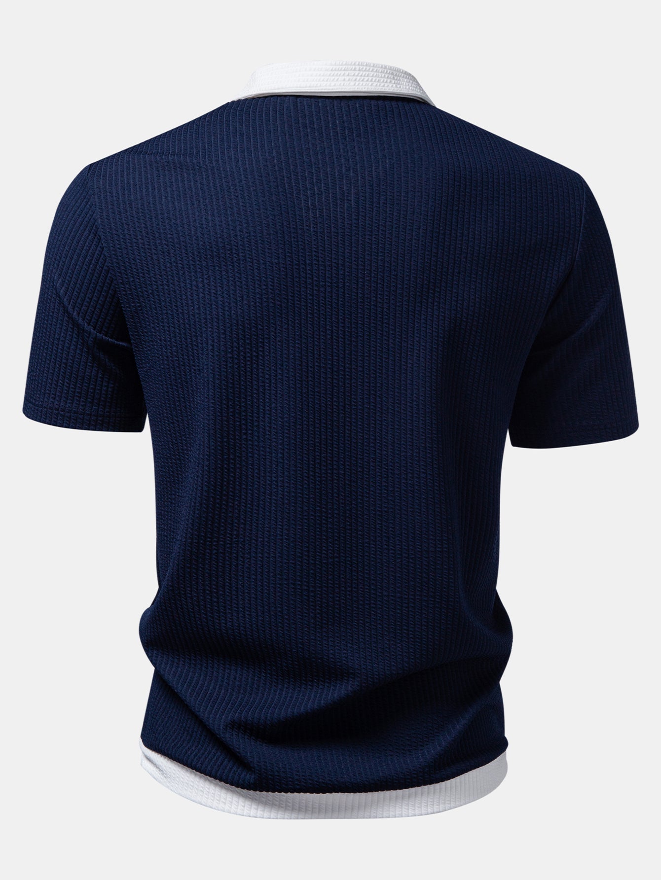 Button-Up Shirt with Contrast Ribbed Design