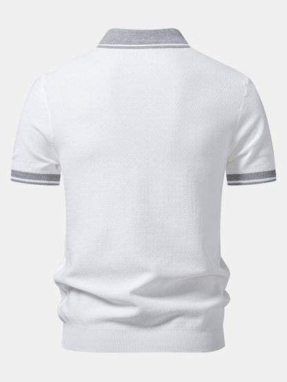 Two-Tone Zipper Knit Polo
