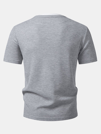 Dual-Function Waffle Henley Top