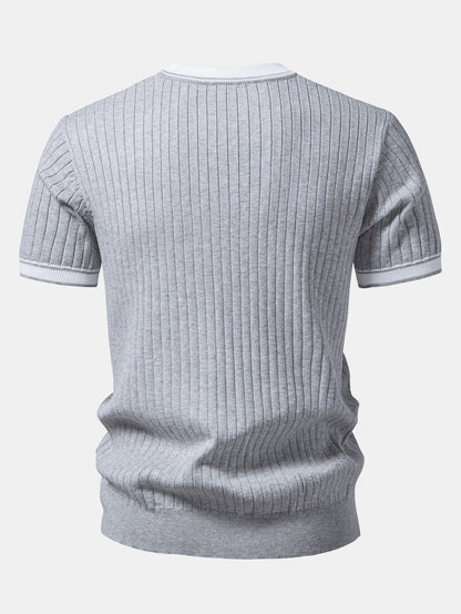 Color-Blocked Crew Neck Knit Tee