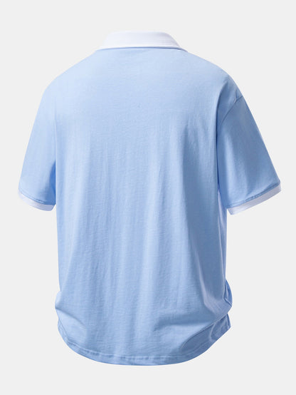 Relaxed Fit Contrast Cotton Polo & 7" Cotton Drawstring Shorts