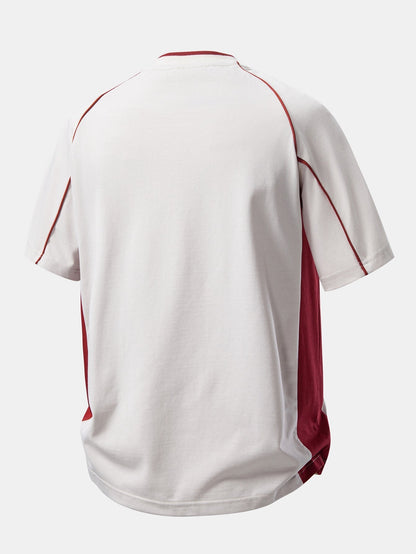 V-Neck Raglan T-Shirt with Contrast Piping