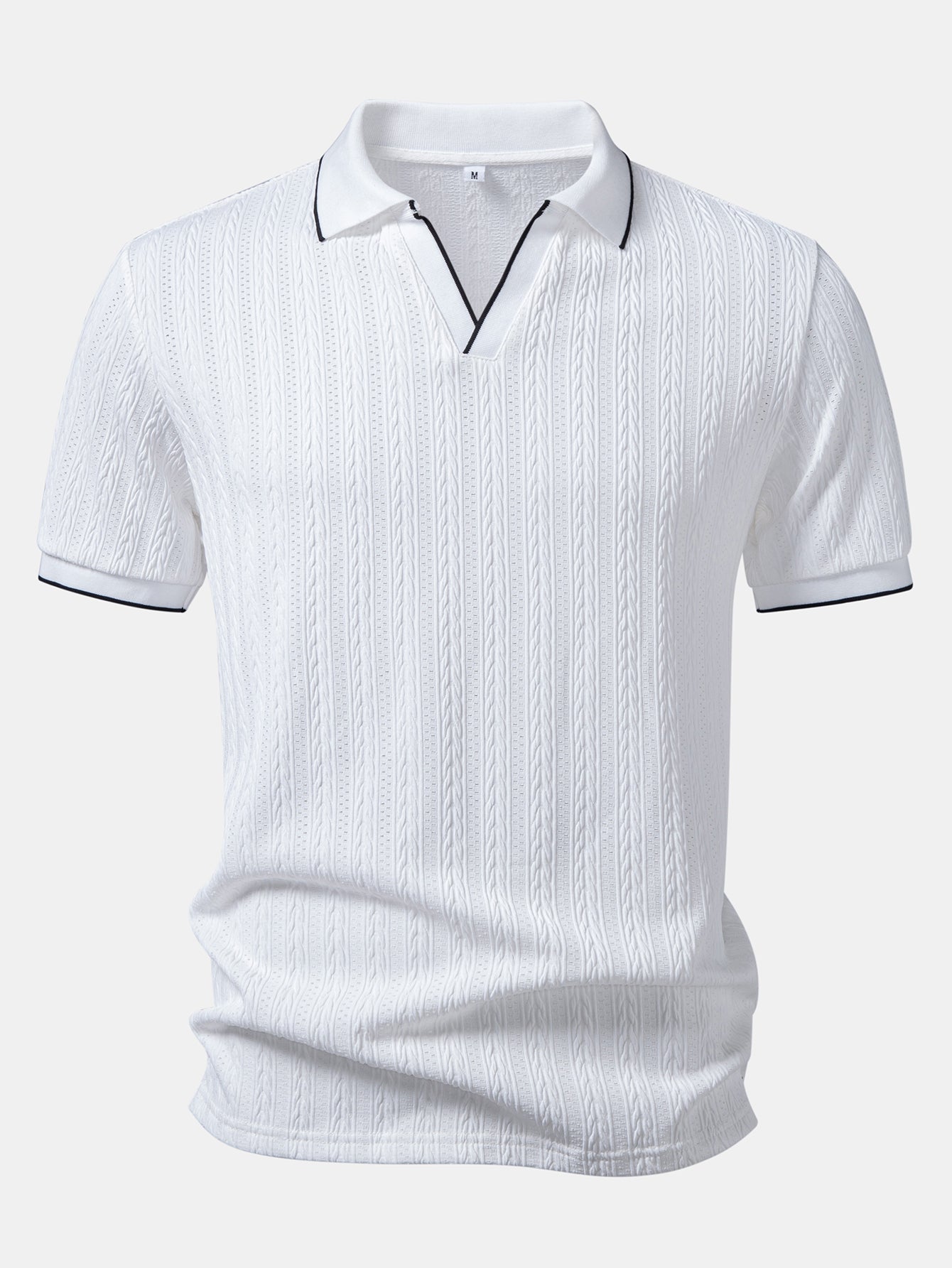Geometric Jacquard Polo with Johnny Collar