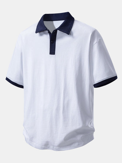 Relaxed Fit Contrast Cotton Polo & 7" Cotton Drawstring Shorts