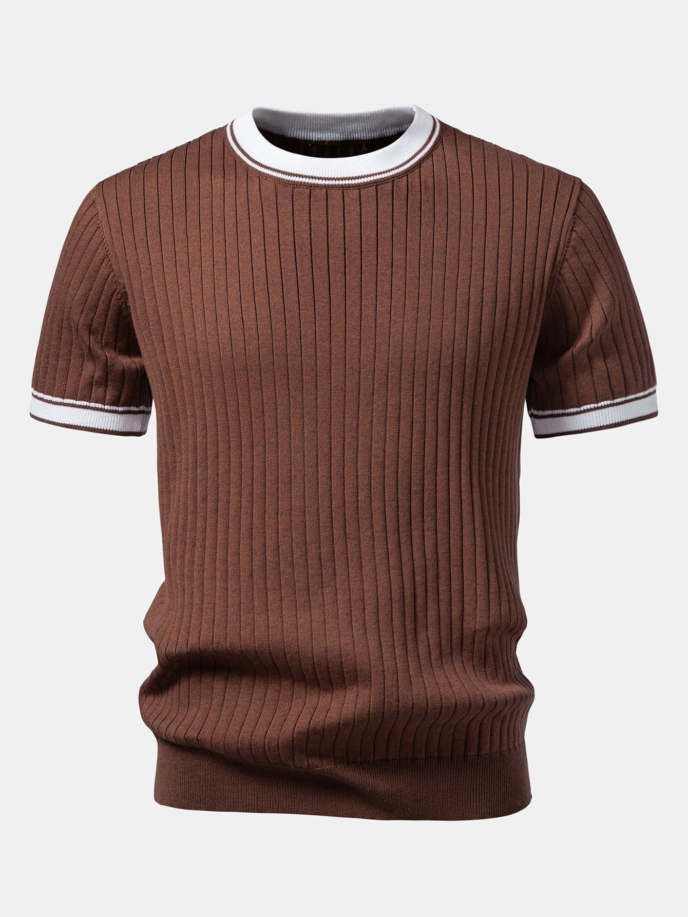 Color-Blocked Crew Neck Knit Tee