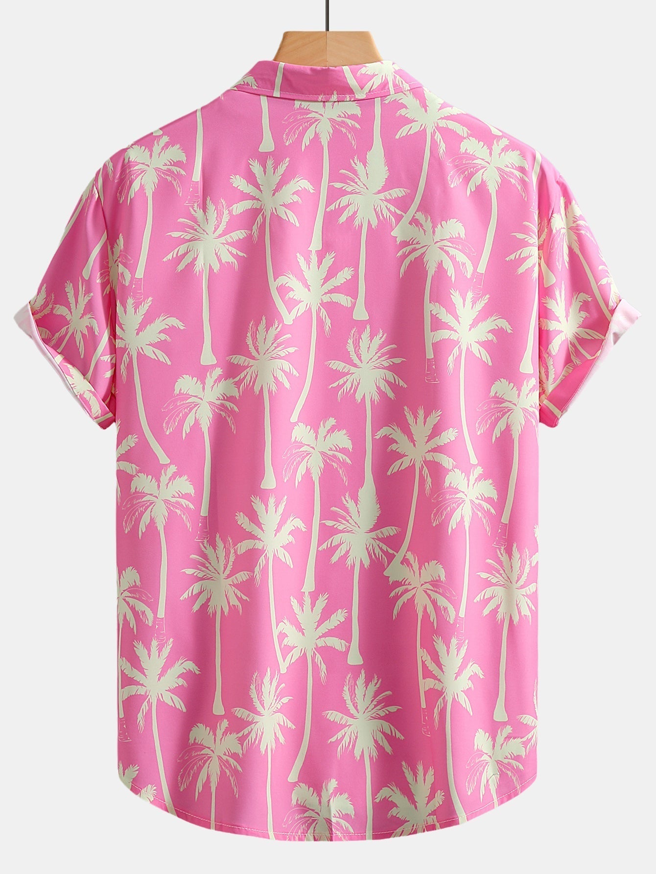 Button-Up Shirt and Swim Shorts with Palm Tree Print