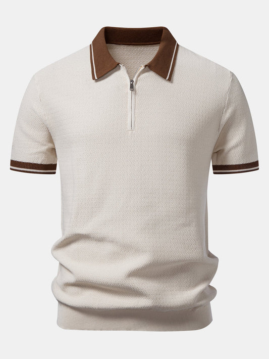 Two-Tone Zipper Knit Polo