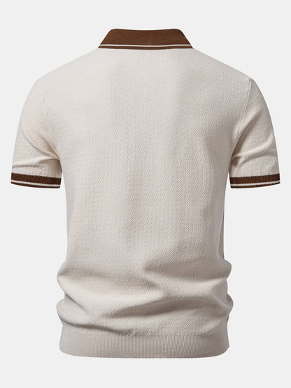 Two-Tone Zipper Knit Polo