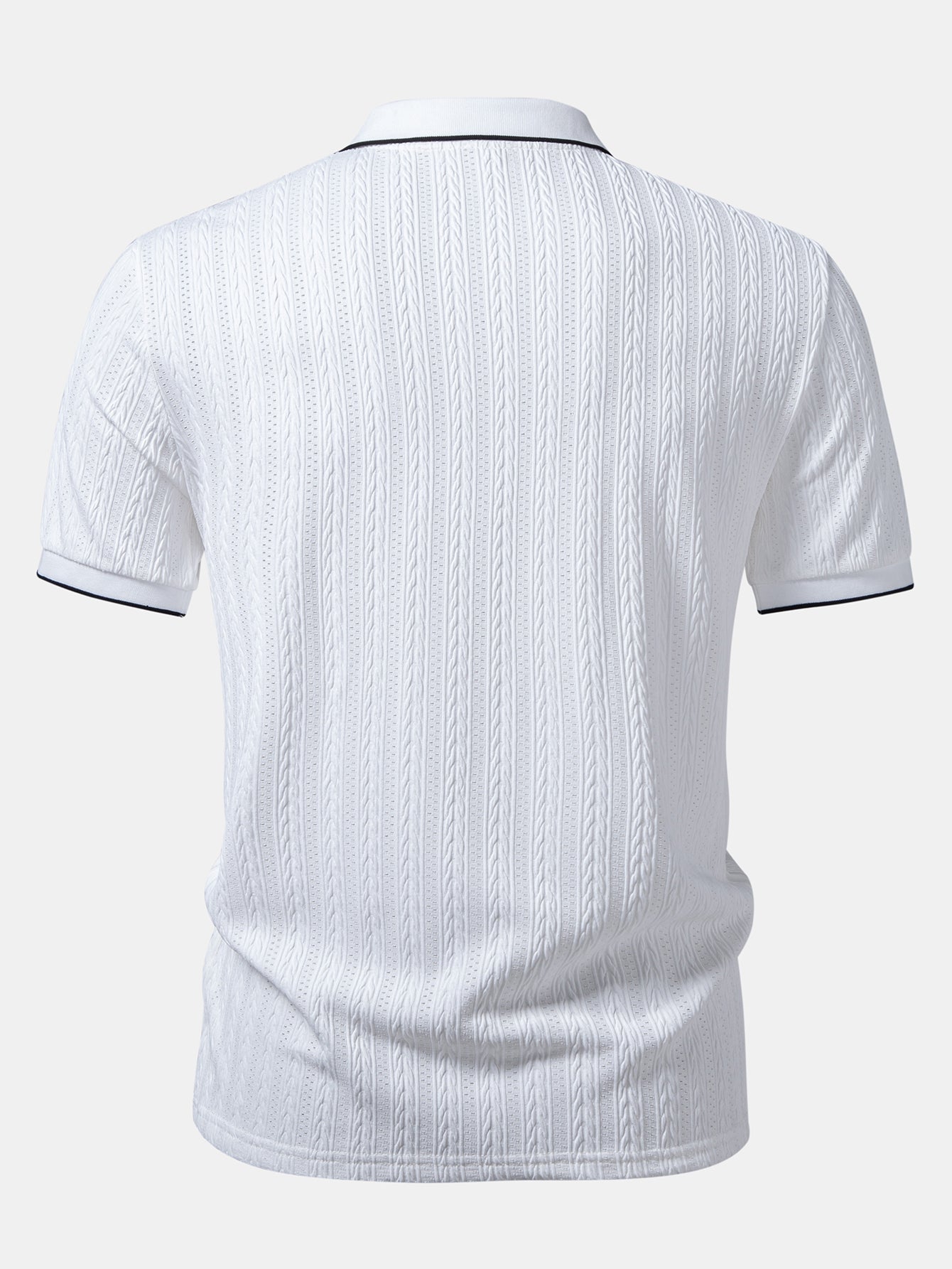 Geometric Jacquard Polo with Johnny Collar