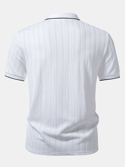 Geometric Jacquard Polo with Johnny Collar