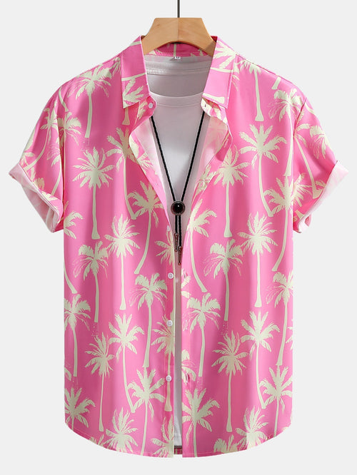 Button-Up Shirt with Palm Tree Print
