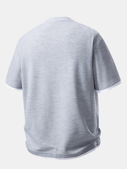 Comfortable 2-in-1 Waffle Knit Crew Neck T-Shirt