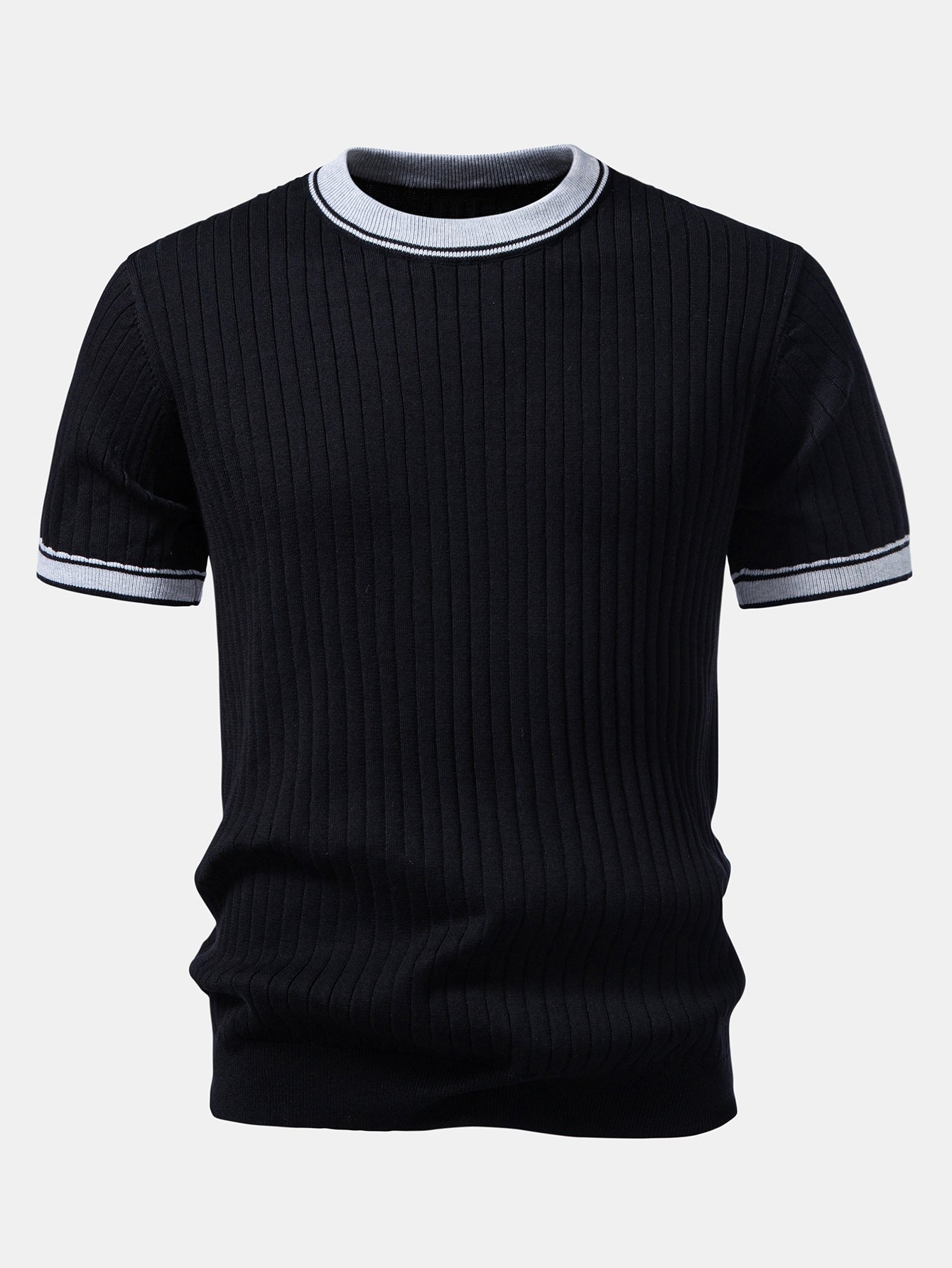 Color-Blocked Crew Neck Knit Tee
