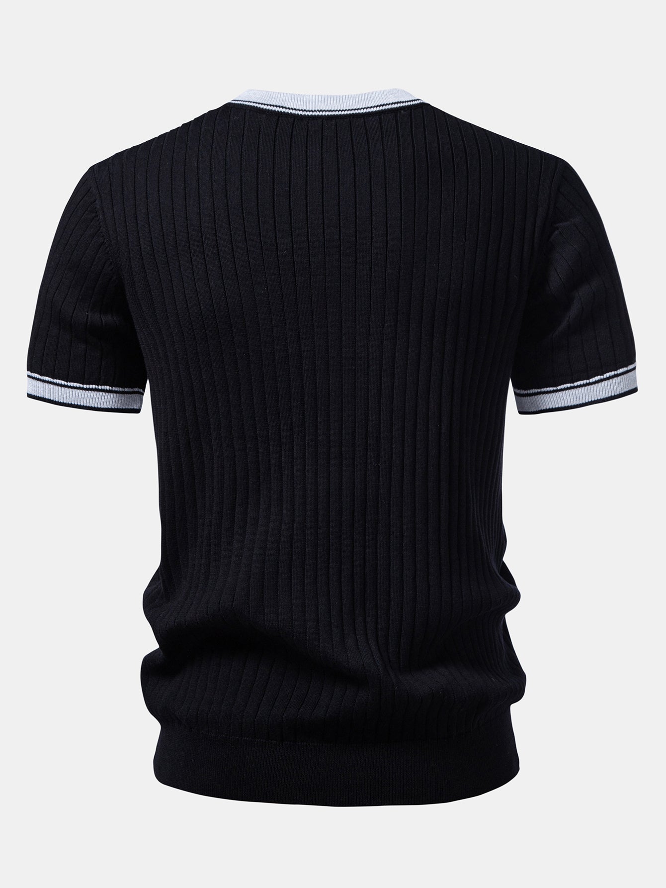 Contrast Trim Crew Neck Knit Tee & Slim Fit Tapered Pants
