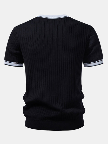 Color-Blocked Crew Neck Knit Tee