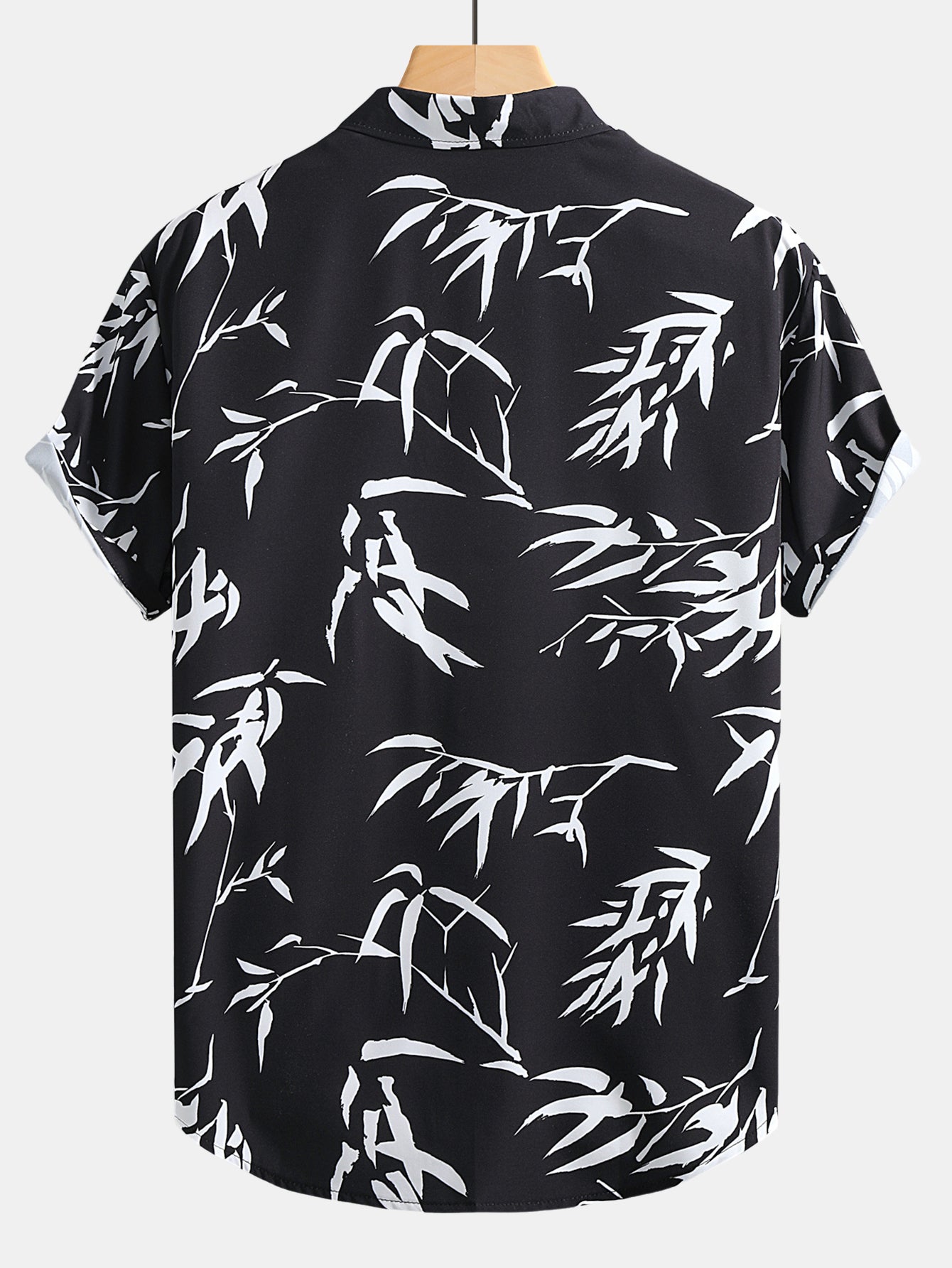 Bamboo Leaf Patterned Button-Up Shirt