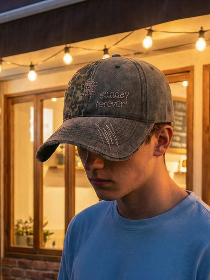 Vintage American Leopard Print Embroidered Baseball Cap