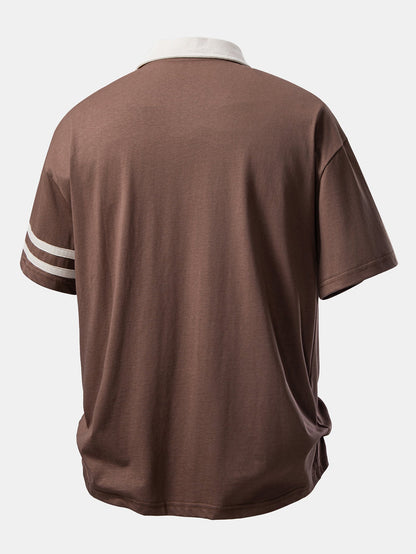 Relaxed Fit Milano Print Polo Shirt with Contrast Collar