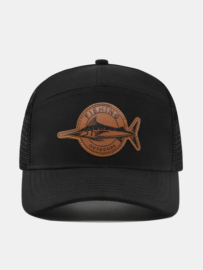 Fish-Inspired Logo Truck Hat with Breathable Mesh Back