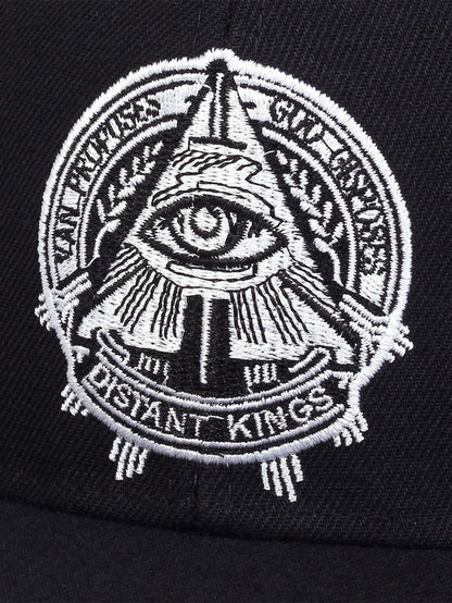 Embroidered Flat-Brim Hat with Eye of God Design