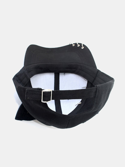 Y2K-Inspired Hip Hop Baseball Cap with Cat Ear Design and Metal Chain Accents for Music Festivals