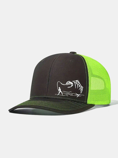Outdoor-Ready Printed Fishing Mesh Baseball Cap for Camping and Vacations