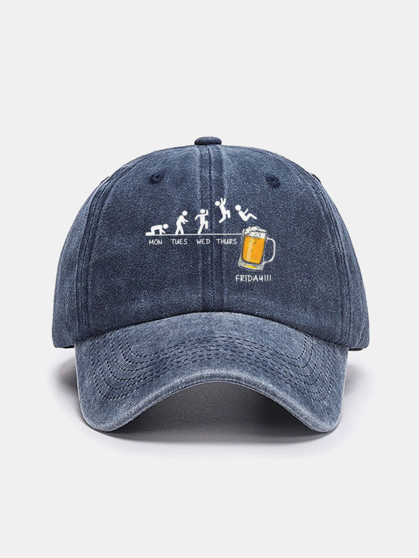 Washed Baseball Cap with Beer Weekly Plan Design