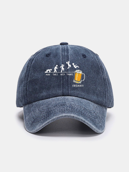 Washed Baseball Cap with Beer Weekly Plan Design