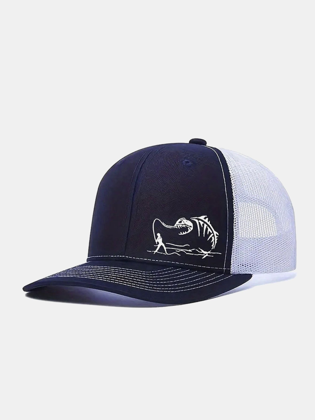 Outdoor-Ready Printed Fishing Mesh Baseball Cap for Camping and Vacations