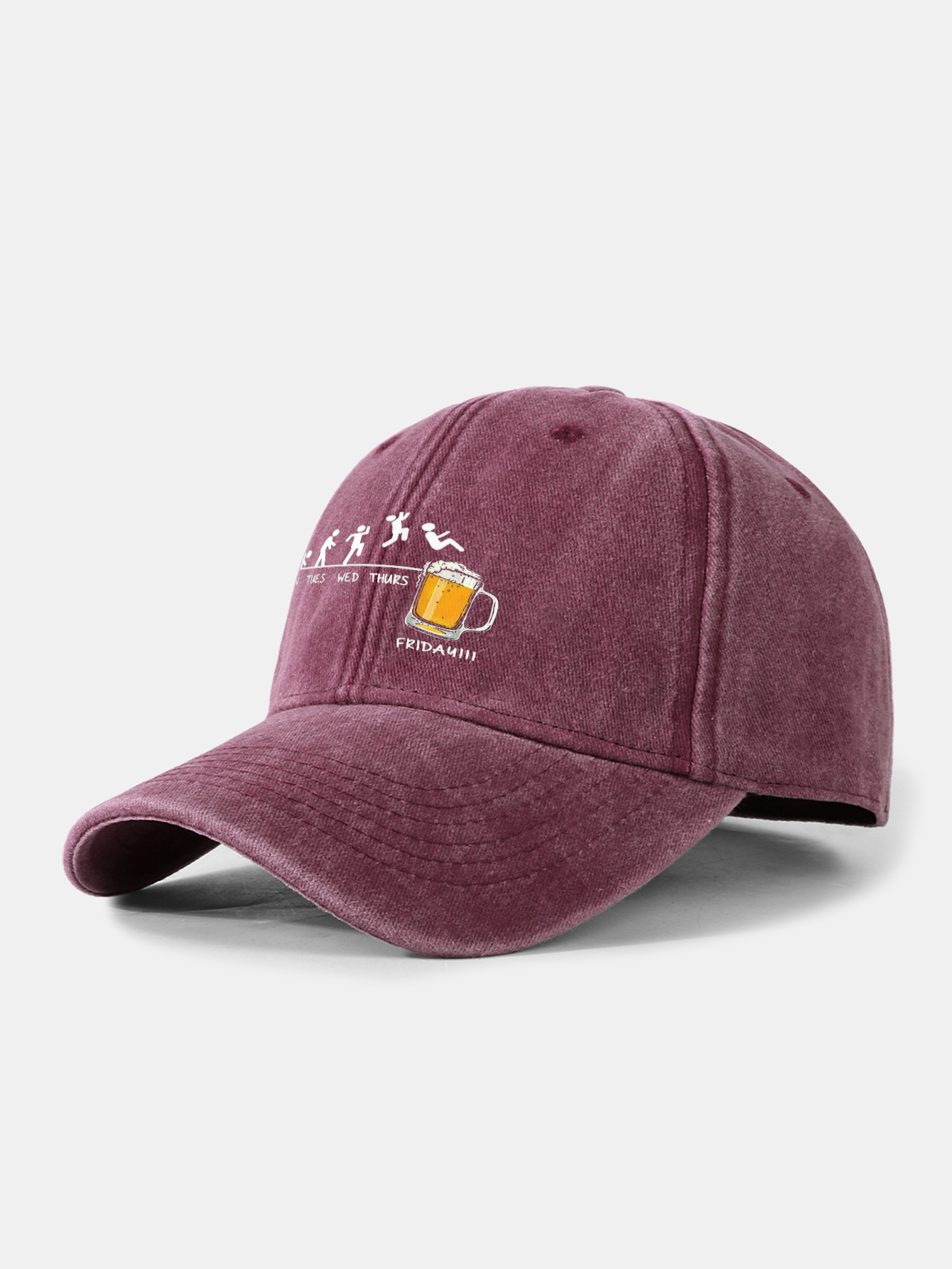 Washed Baseball Cap with Beer Weekly Plan Design