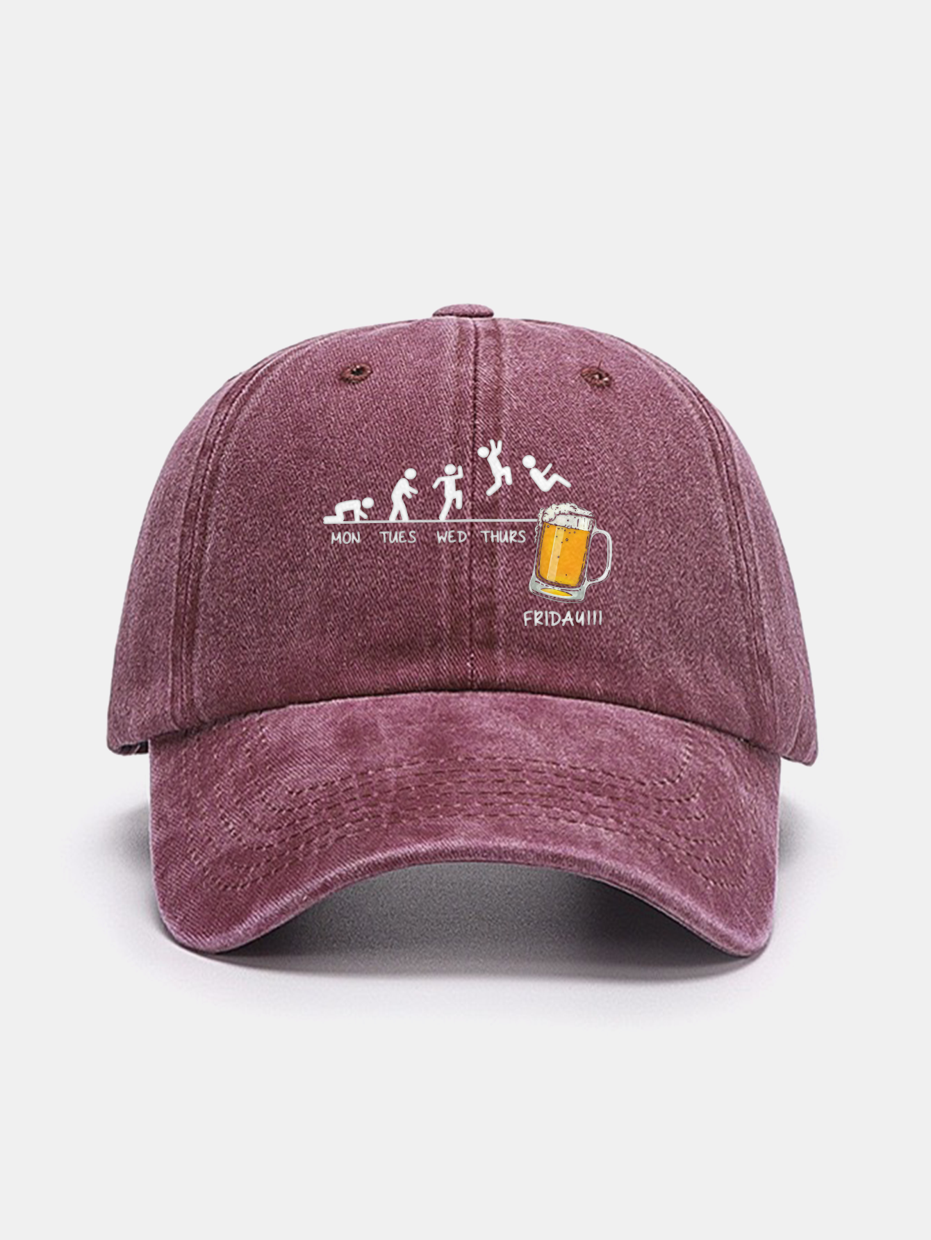 Washed Baseball Cap with Beer Weekly Plan Design