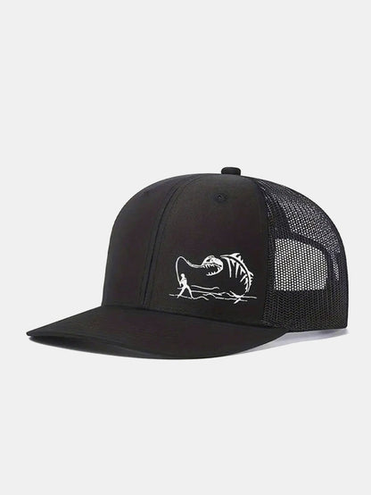 Outdoor-Ready Printed Fishing Mesh Baseball Cap for Camping and Vacations