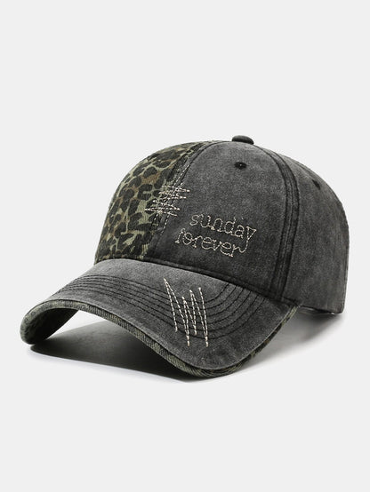 Vintage American Leopard Print Embroidered Baseball Cap