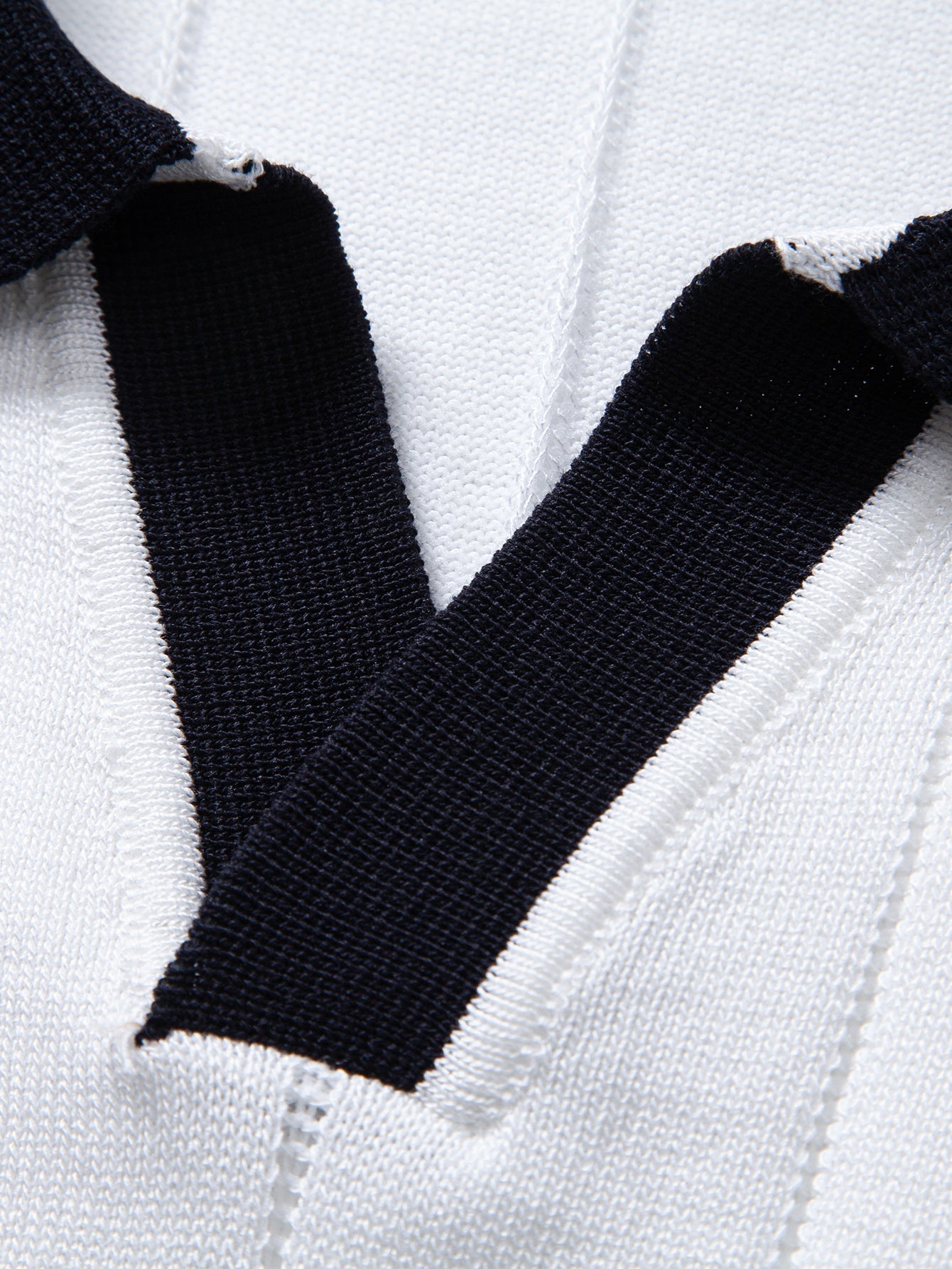Ribbed Knit Polo with Contrast Trim and Johnny Collar