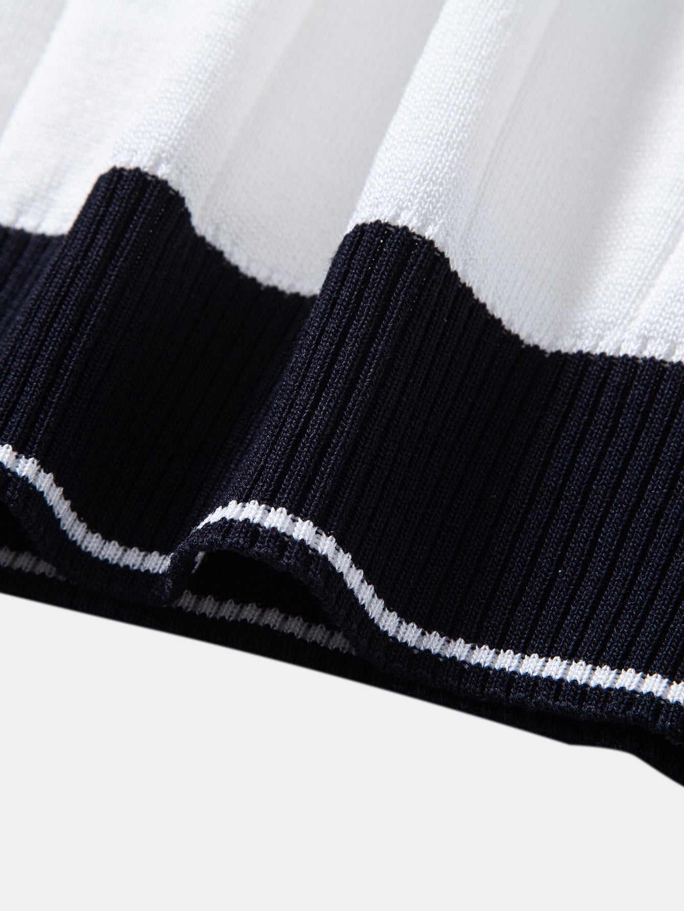 Ribbed Knit Polo with Contrast Trim and Johnny Collar