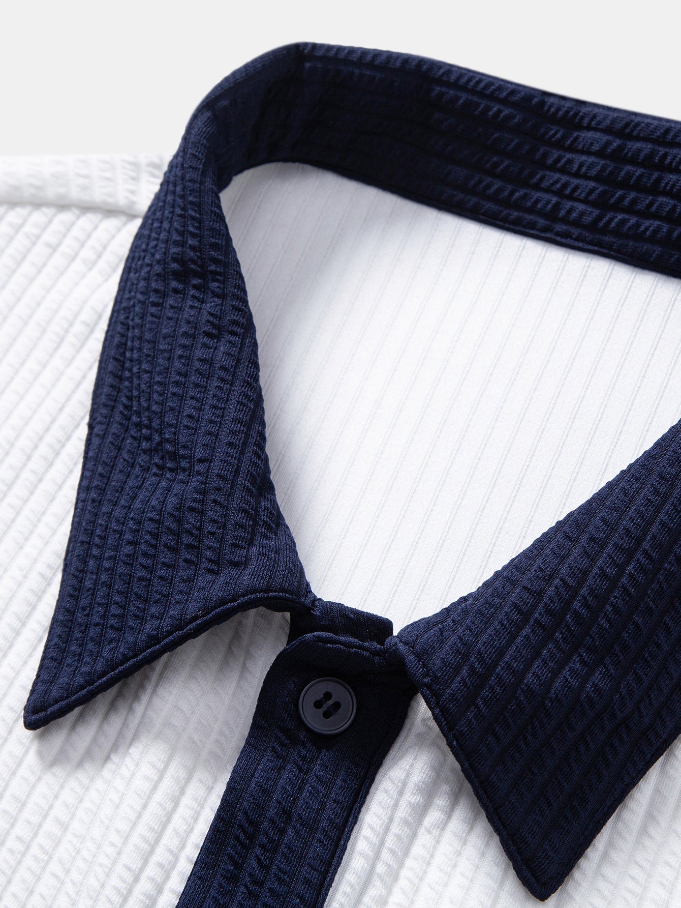 Button-Up Shirt with Contrast Ribbed Design