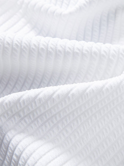 Ribbed Button-Up Shirt with Contrast Details & Straight-Leg Ribbed Trousers