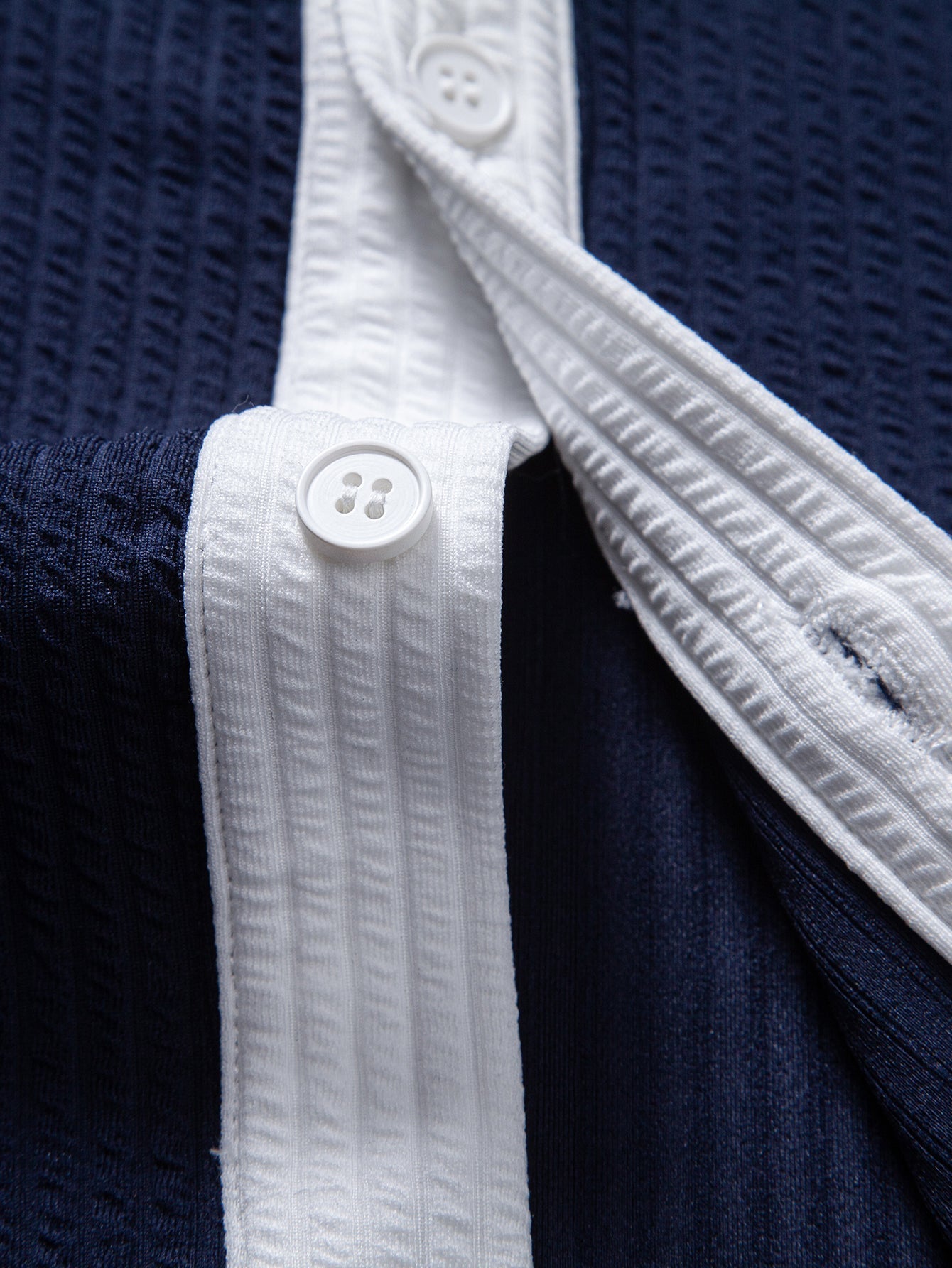 Ribbed Button-Up Shirt with Contrast and Straight-Leg Ribbed Pants