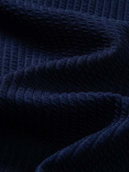 Button-Up Shirt with Contrast Ribbed Design
