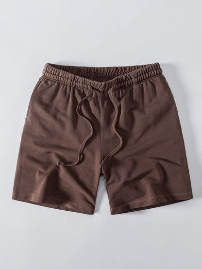 Relaxed Fit Heavyweight Washed Drop Shoulder Tee & Distressed Drawstring Shorts