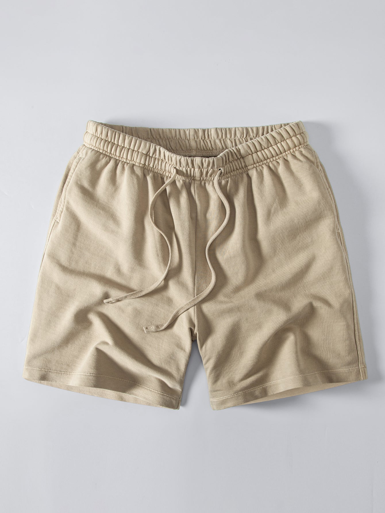 Relaxed Fit Heavyweight Washed Drop Shoulder Tee & Distressed Drawstring Shorts