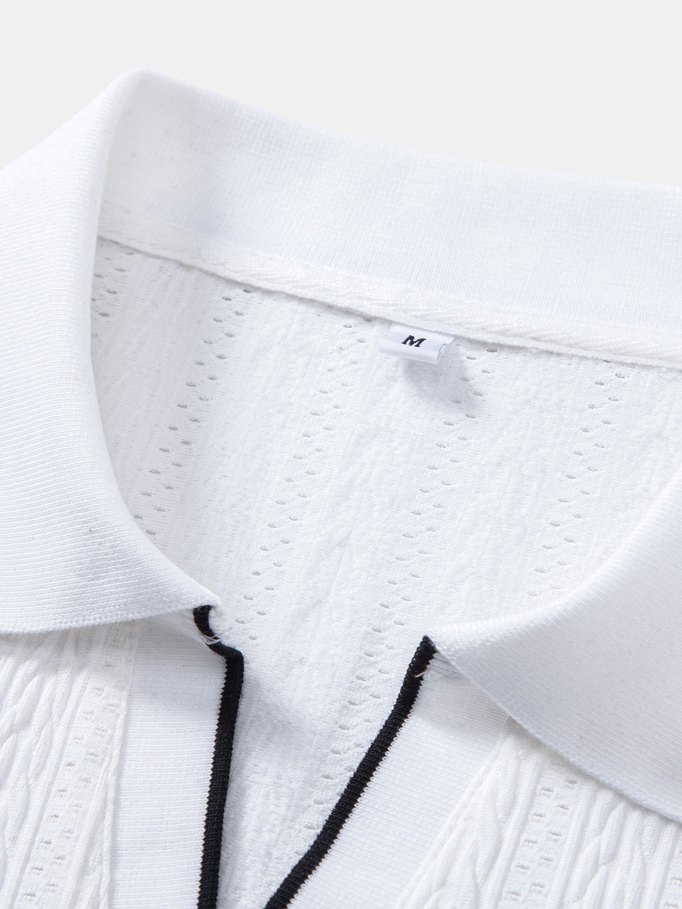 Geometric Jacquard Polo with Johnny Collar